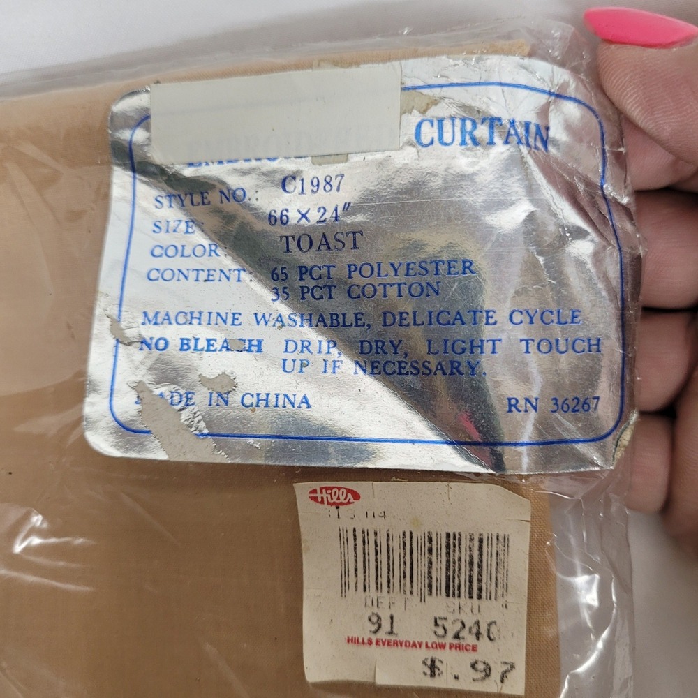 Vintage Hills Department Store Toast Tier Curtain 66x24 C1987 Toast Brown